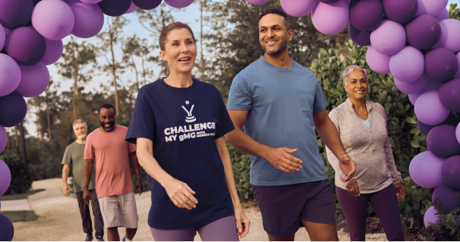 Monica Seles participates in a gMG awareness walk with members of the gMG community.