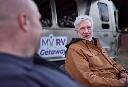 Doug sharing his symptoms in front of an RV with the MY RV Getaway logo.